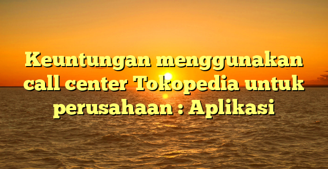 Keuntungan menggunakan call center Tokopedia untuk perusahaan : Aplikasi