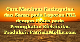 Cara Membuat Kesimpulan dan Saran pada Laporan PKL dengan Fokus pada Peningkatan Efektivitas Produksi : PatriciaMollie.com